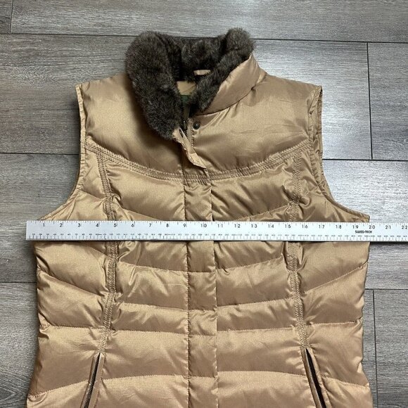 Eddie Bauer Down Vest Size M Goose Down Zip Puffer Vest Gold - Picture 6 of 7